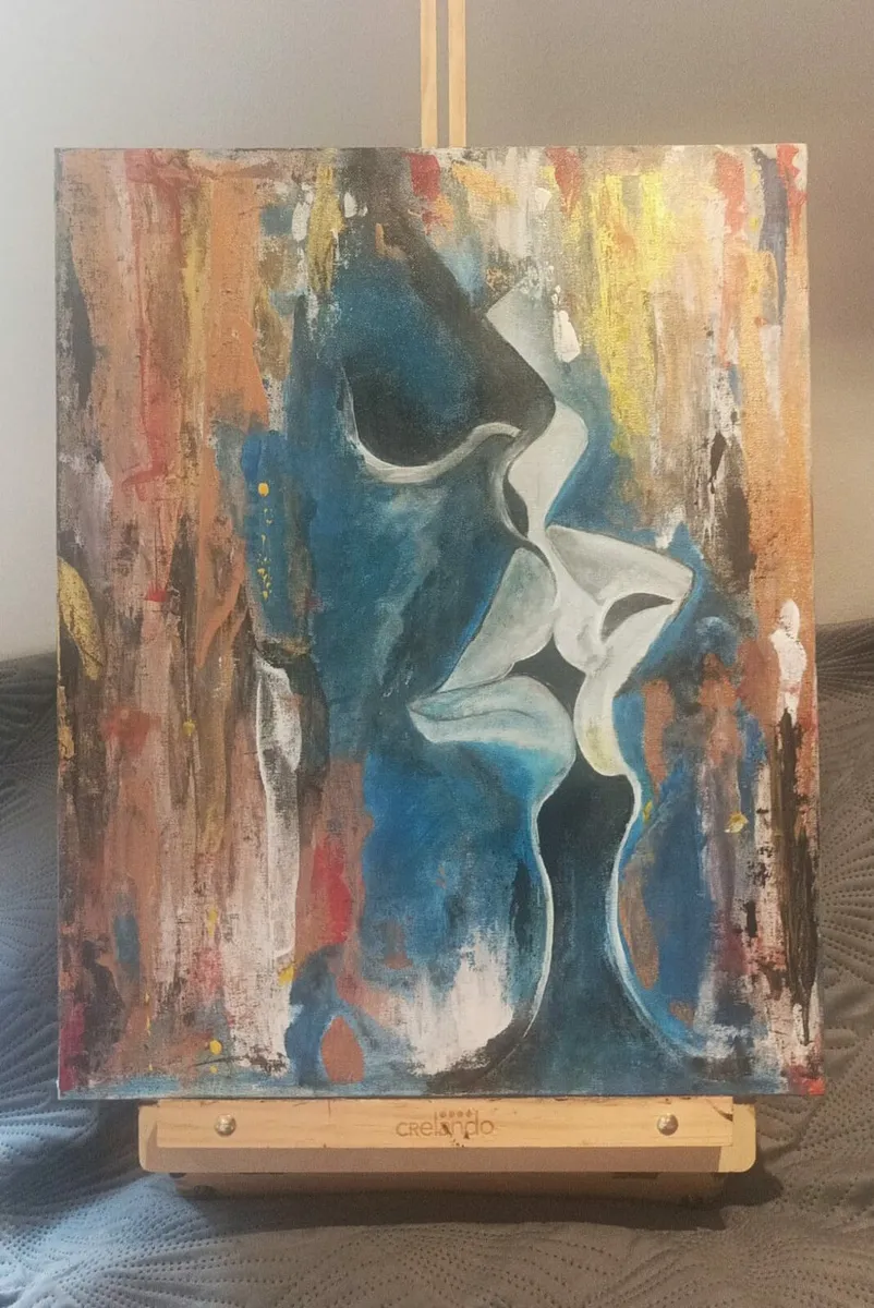 The picture is hand-painted with acrylic paints