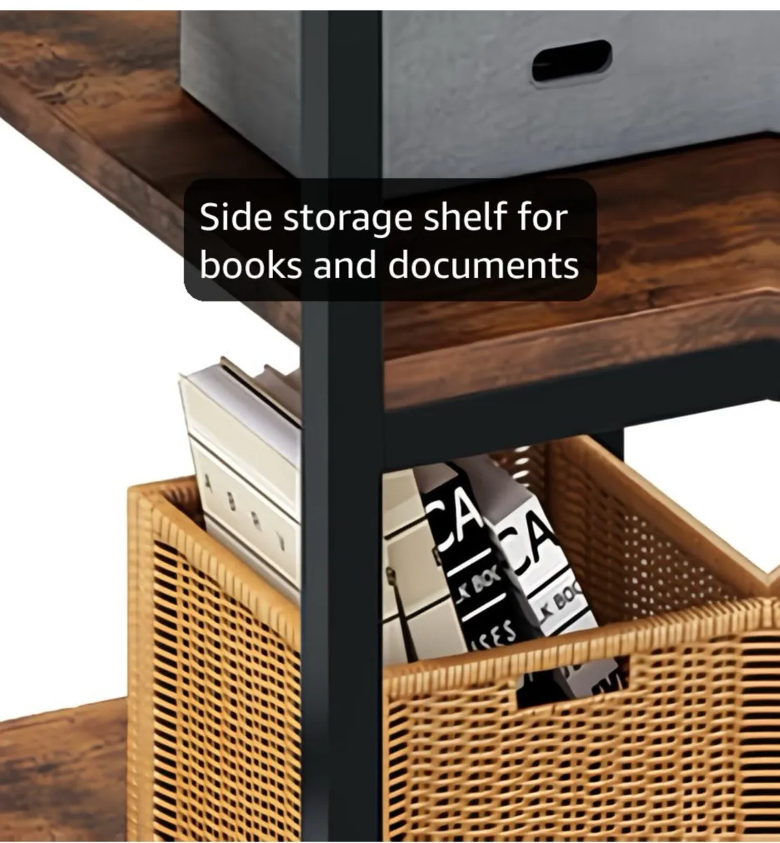 Computer Desk with Power Outlet, 107.5cm Reversibl - Image 3