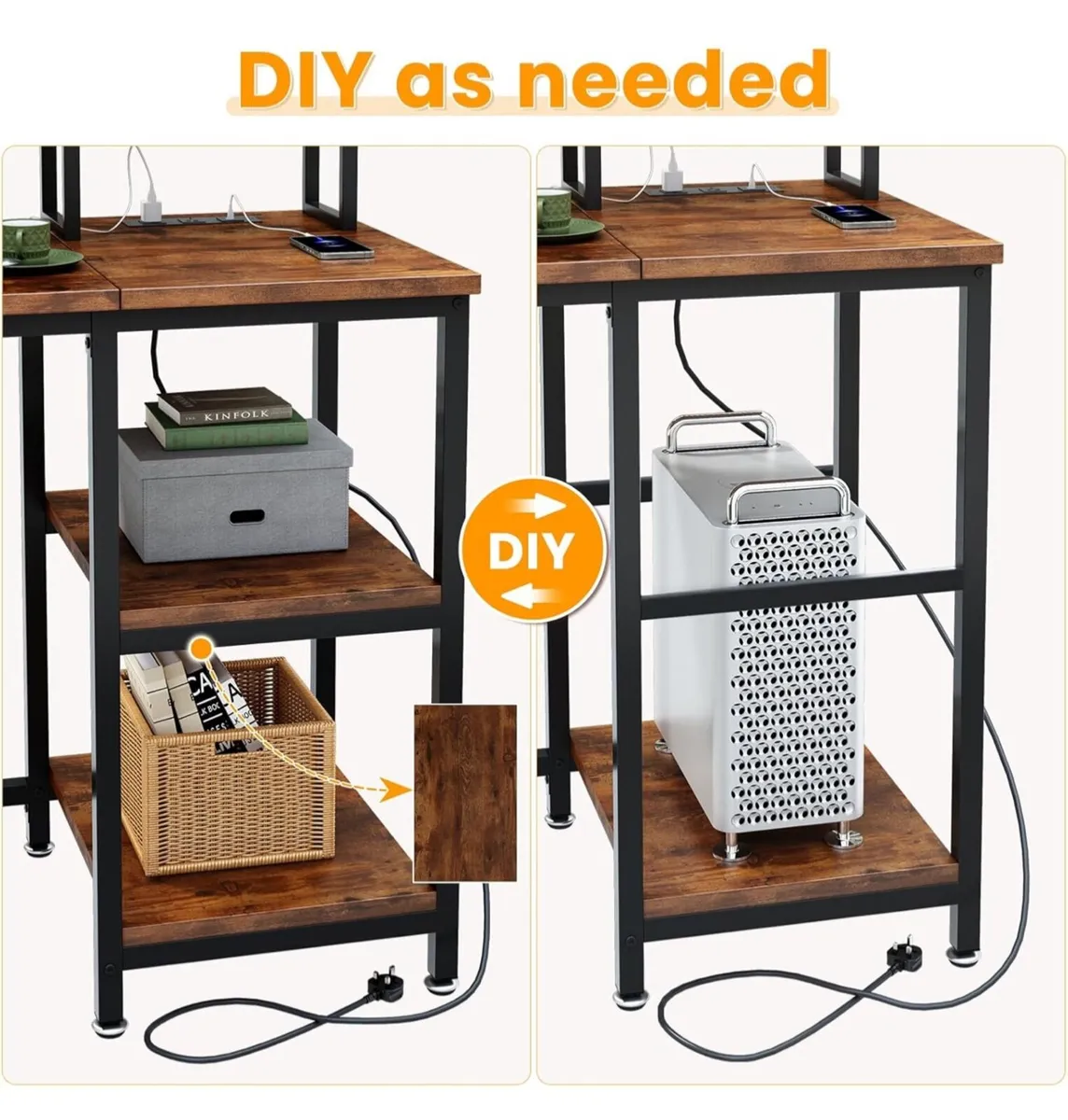 Computer Desk with Power Outlet, 107.5cm Reversibl - Image 4