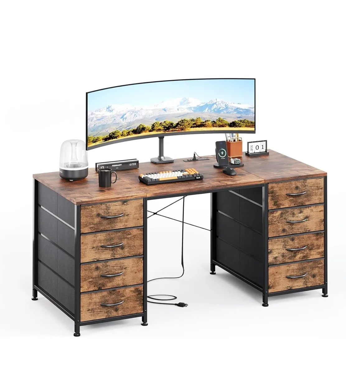 120cm Computer Desk with 8 Drawers - Image 4