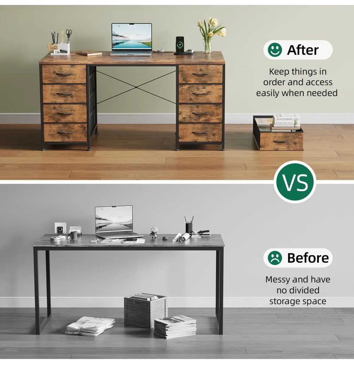 120cm Computer Desk with 8 Drawers - Image 3