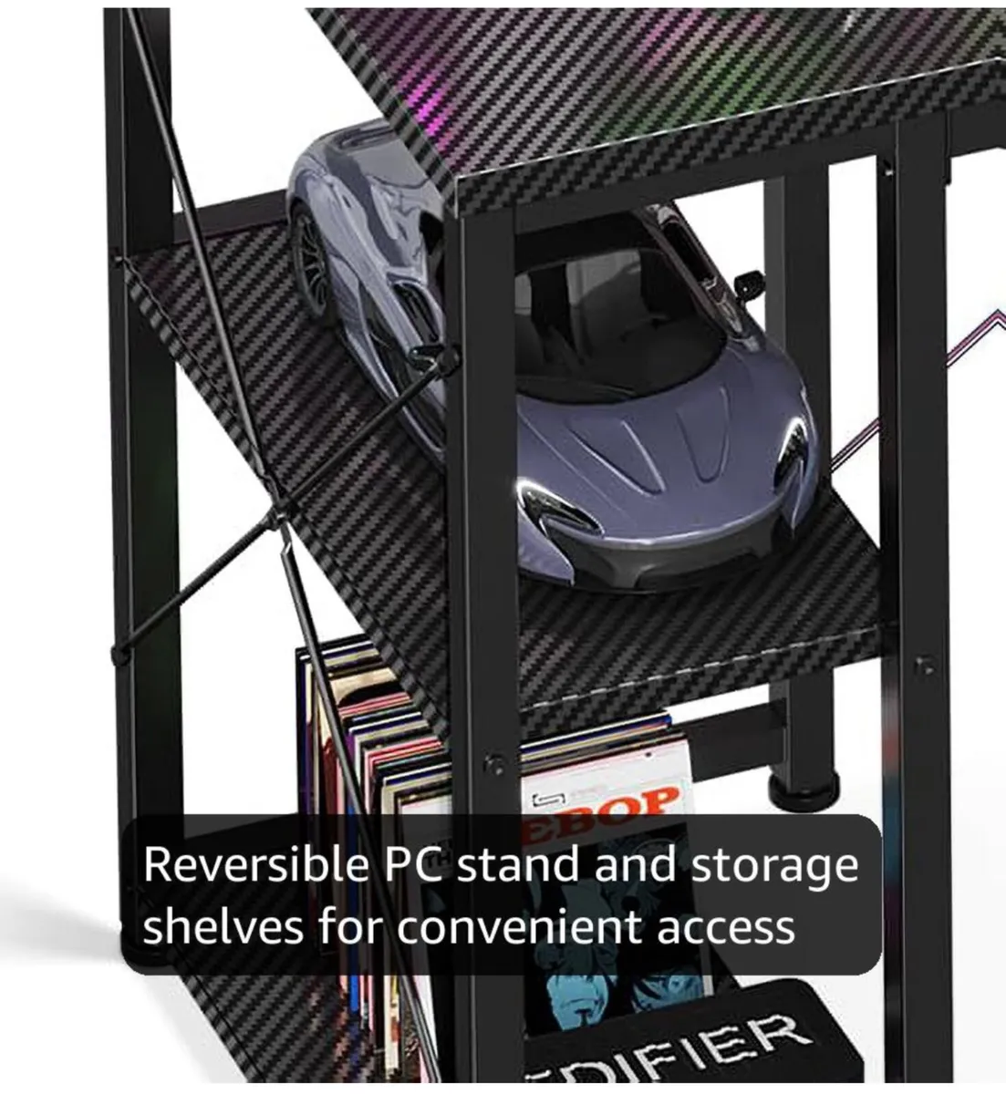 Gaming Desk with LED Lights, 120x50 cm - Image 4