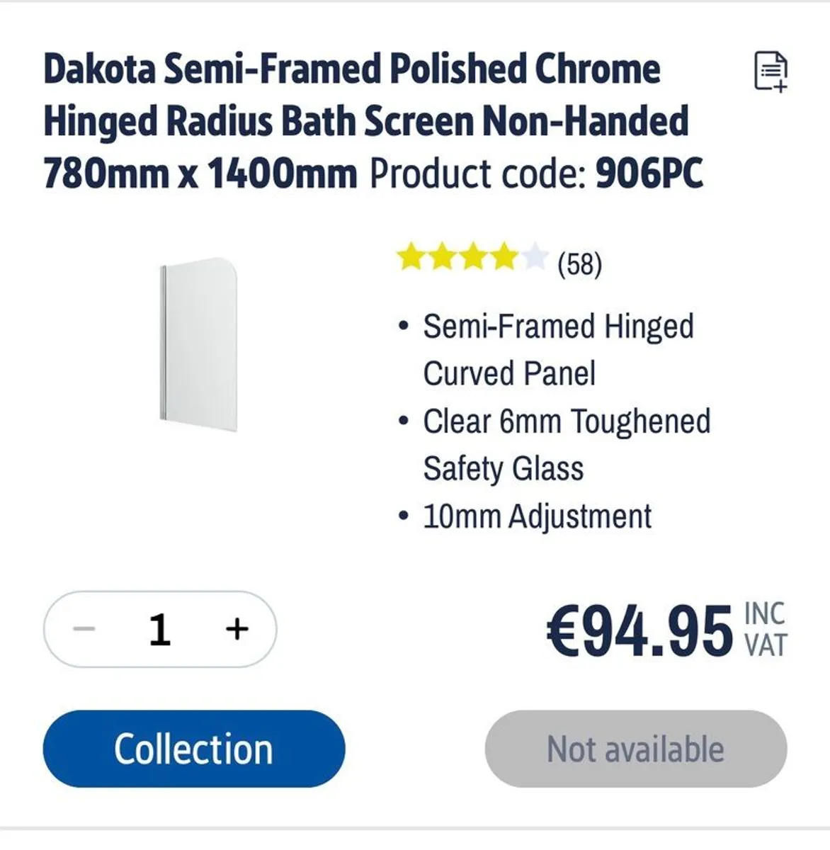 Shower Screen for Bath