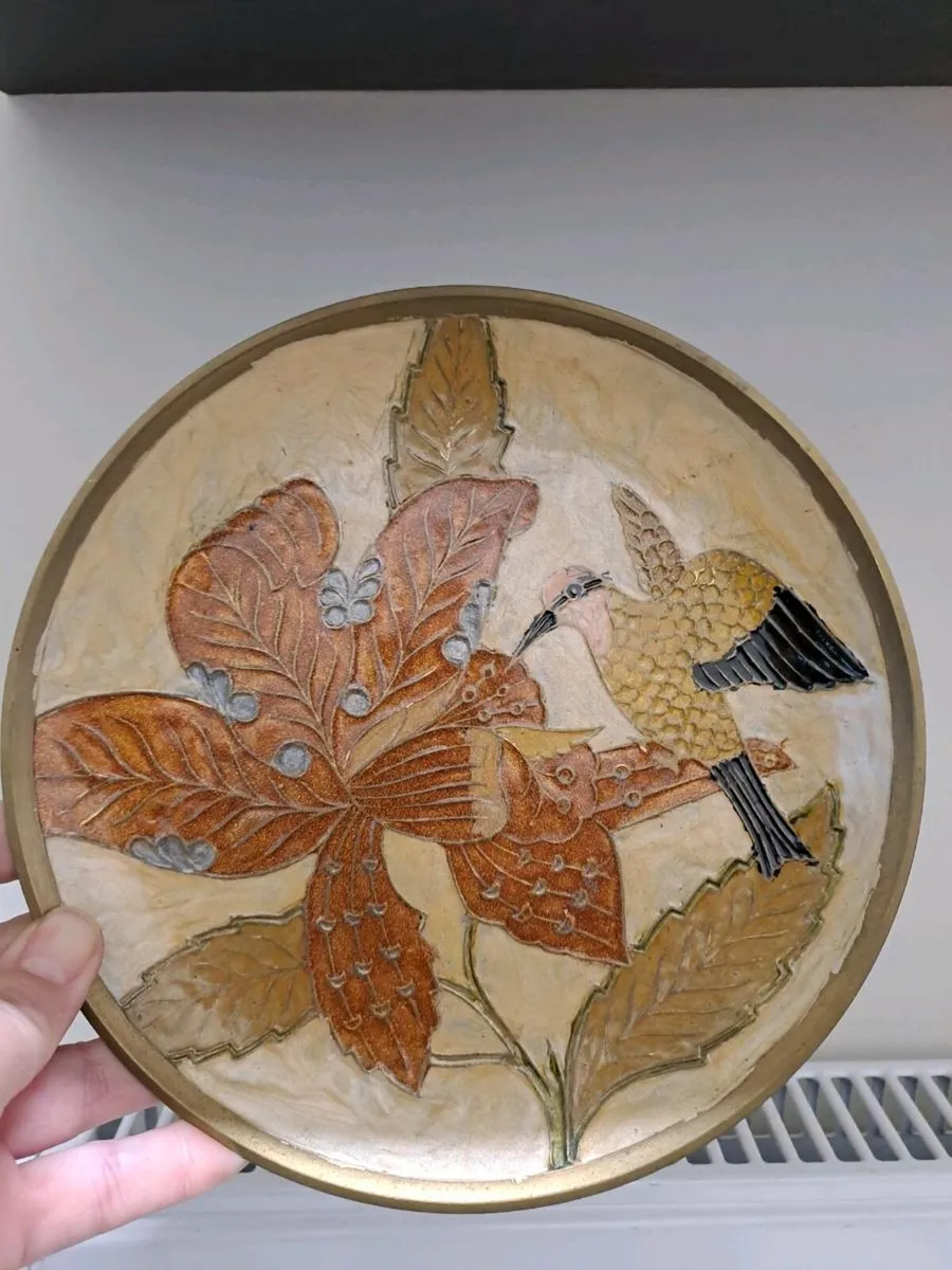 Vintage Hand-Painted Metal Wall Plaque - Image 1