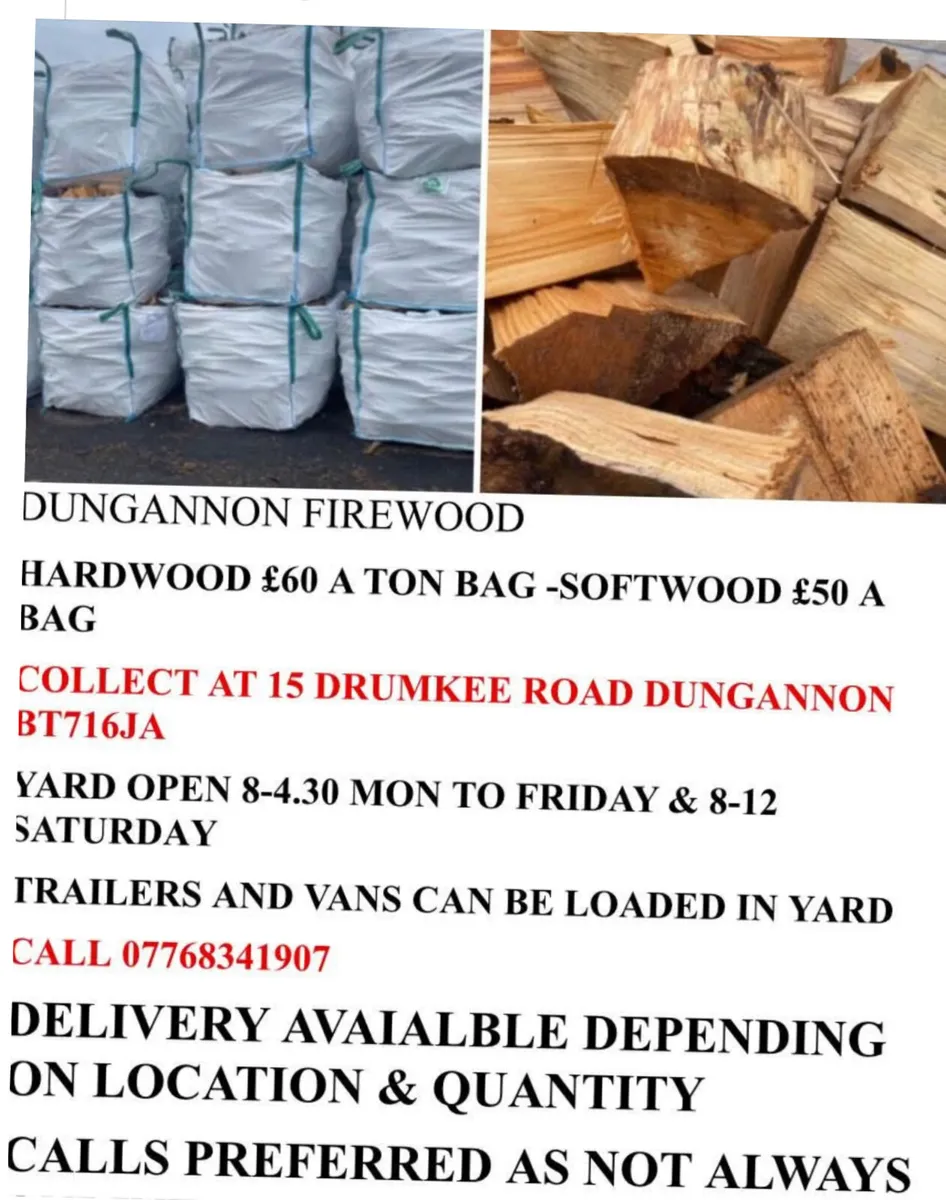 Firewood softwood mix £45 a ton bag collected