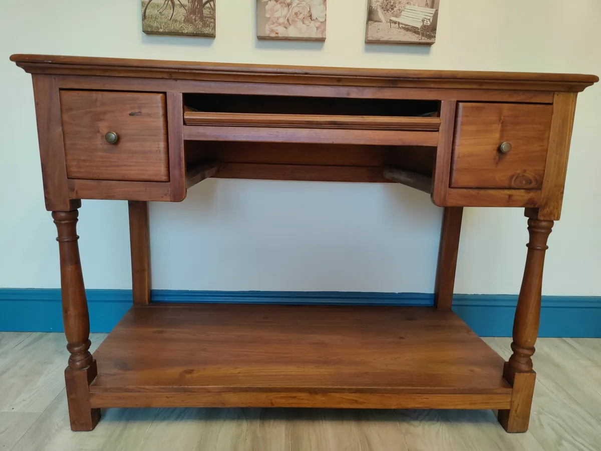 Solid Teak computer/writing  desk and chair - Image 1