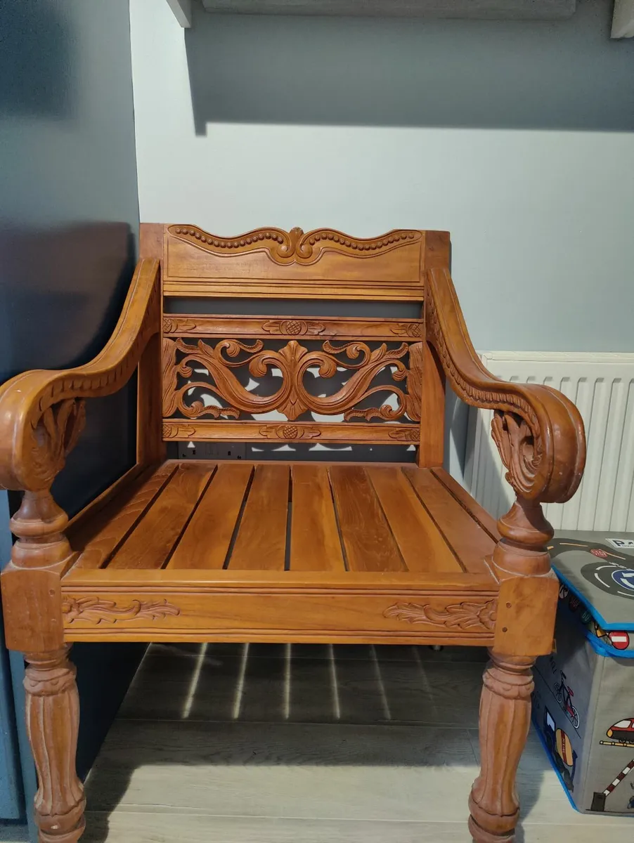 Solid Teak computer/writing  desk and chair - Image 4