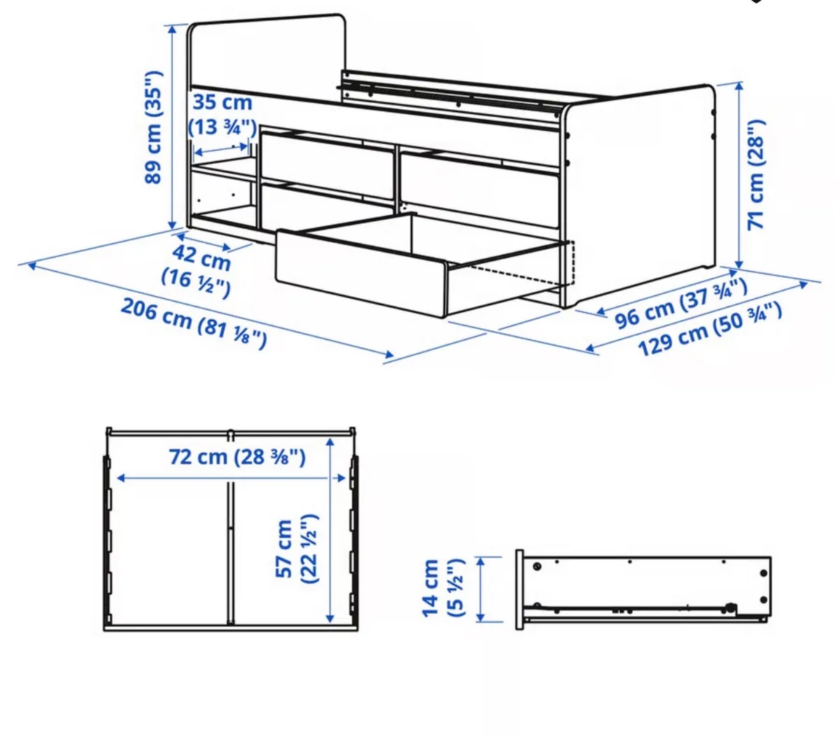 Single bed with drawers - Image 2