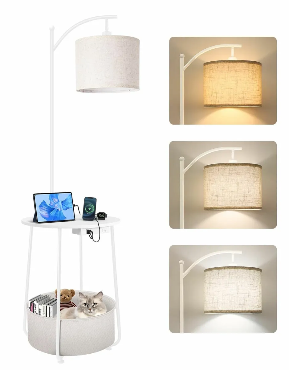 Floor Lamp with Round Table Bed Side Charging - Image 1