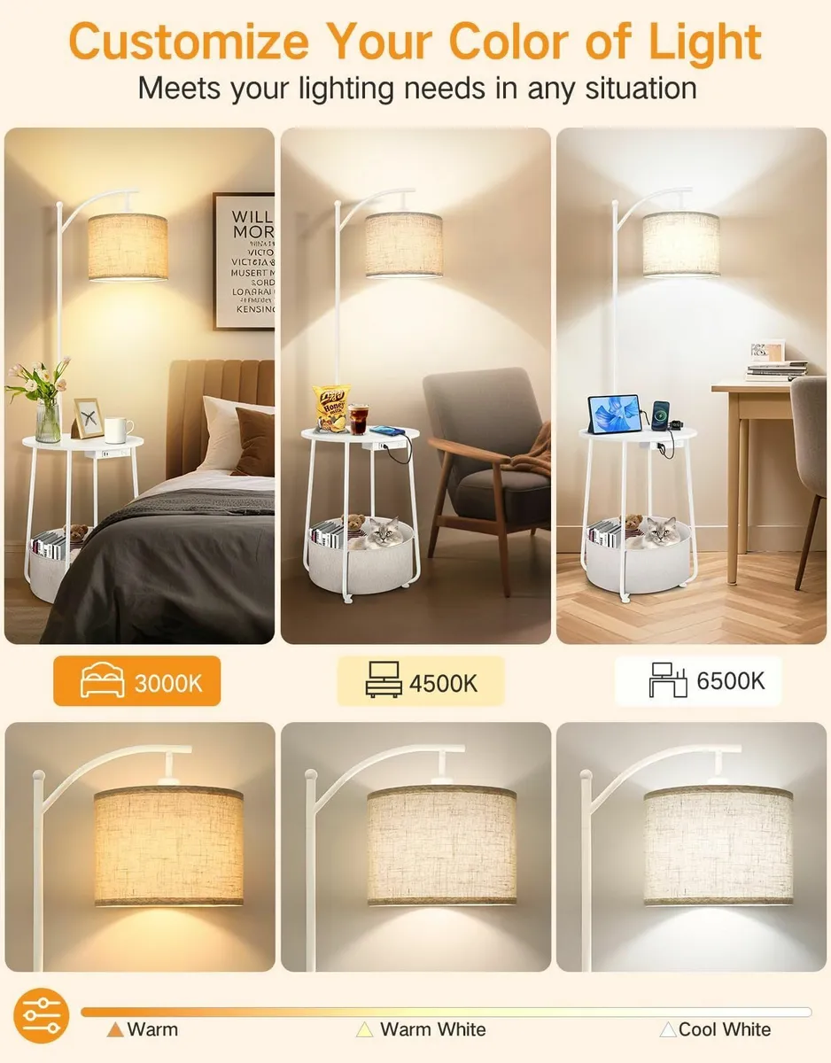 Floor Lamp with Round Table Bed Side Charging - Image 3