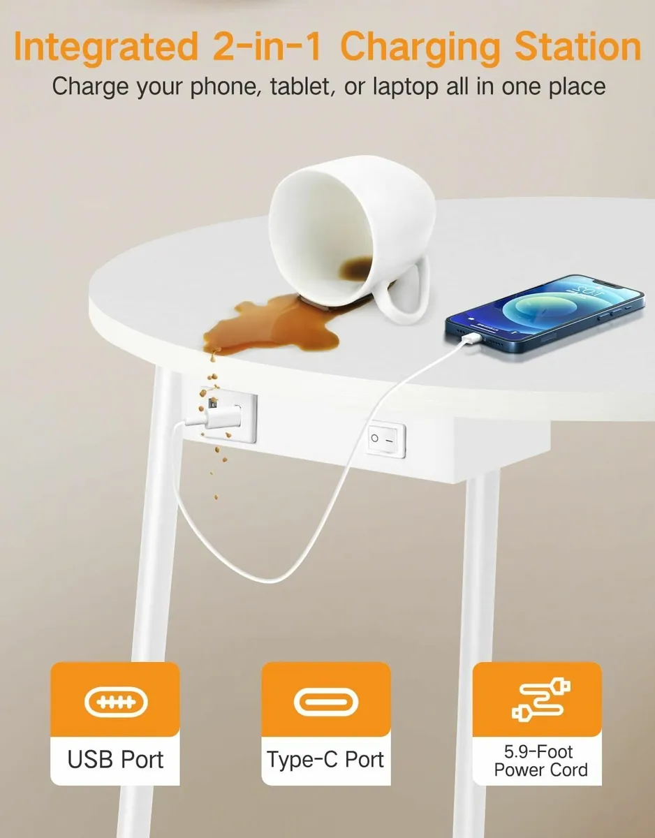 Floor Lamp with Round Table Bed Side Charging - Image 4