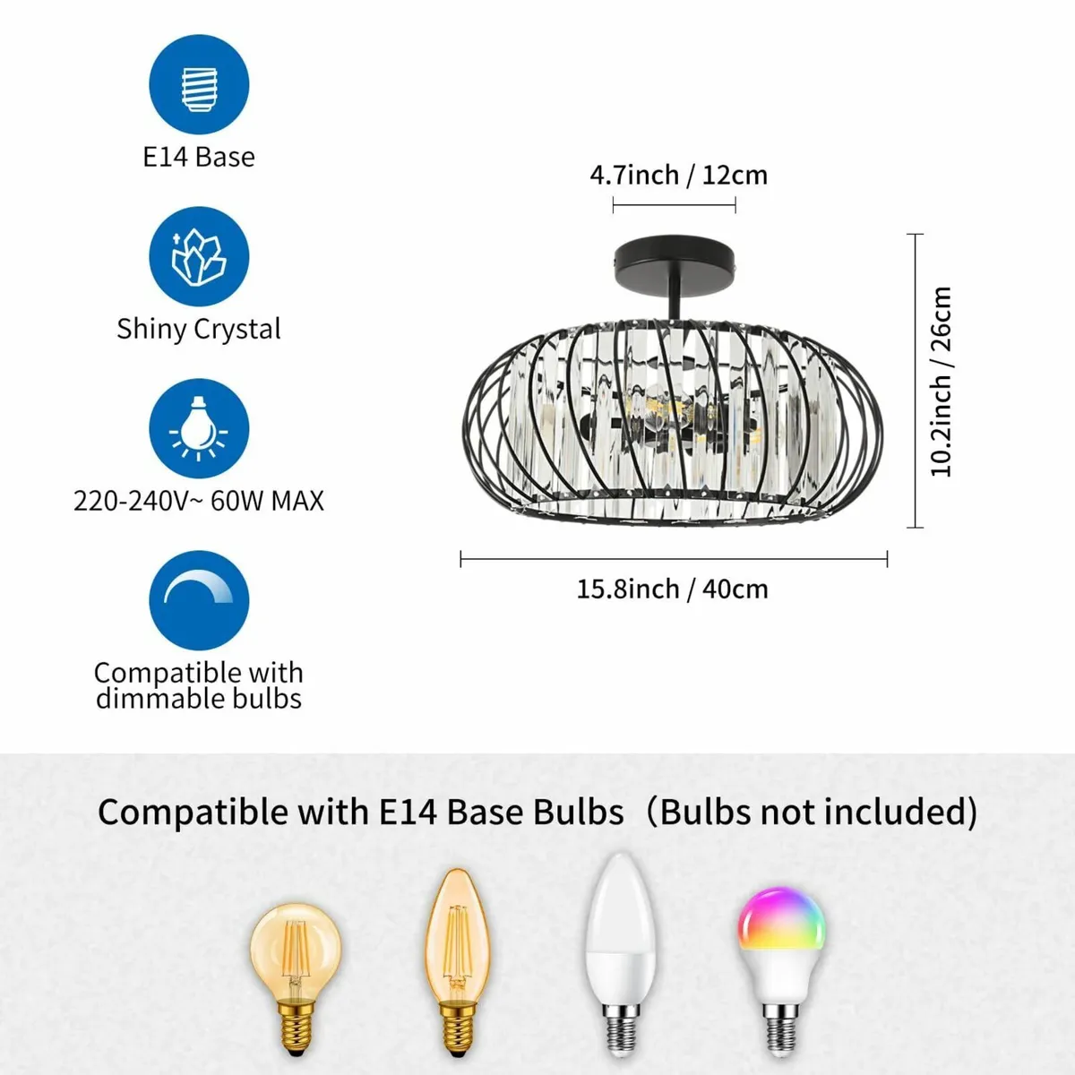 Hallway Lights Ceiling 3-Light Black Flush Light - Image 3