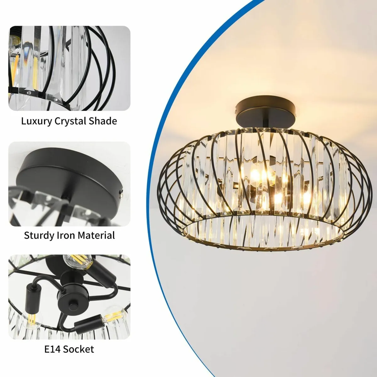 Hallway Lights Ceiling 3-Light Black Flush Light - Image 4