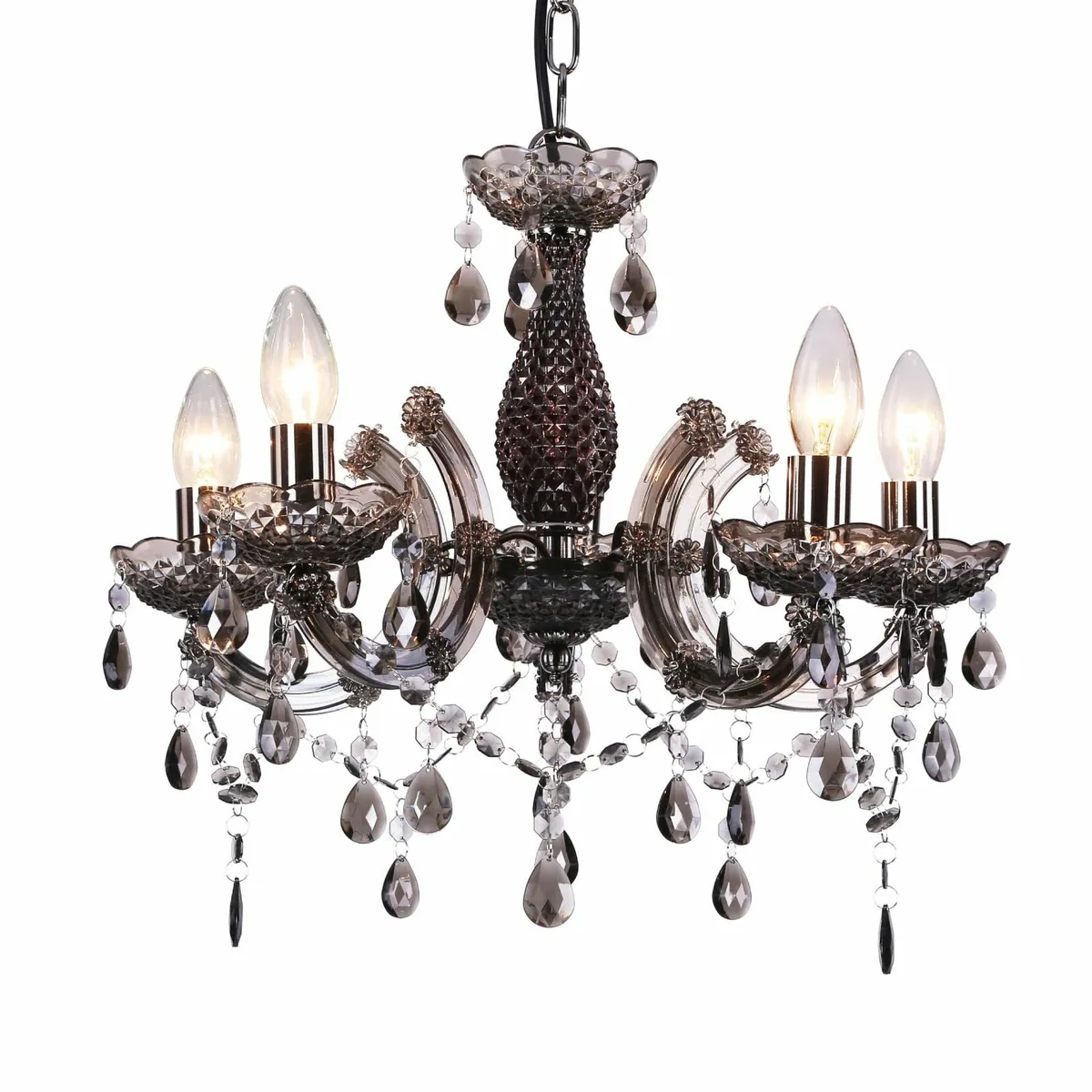 5 Light Chandelier Lamp Pendant Smoked.Acrylic - Image 1