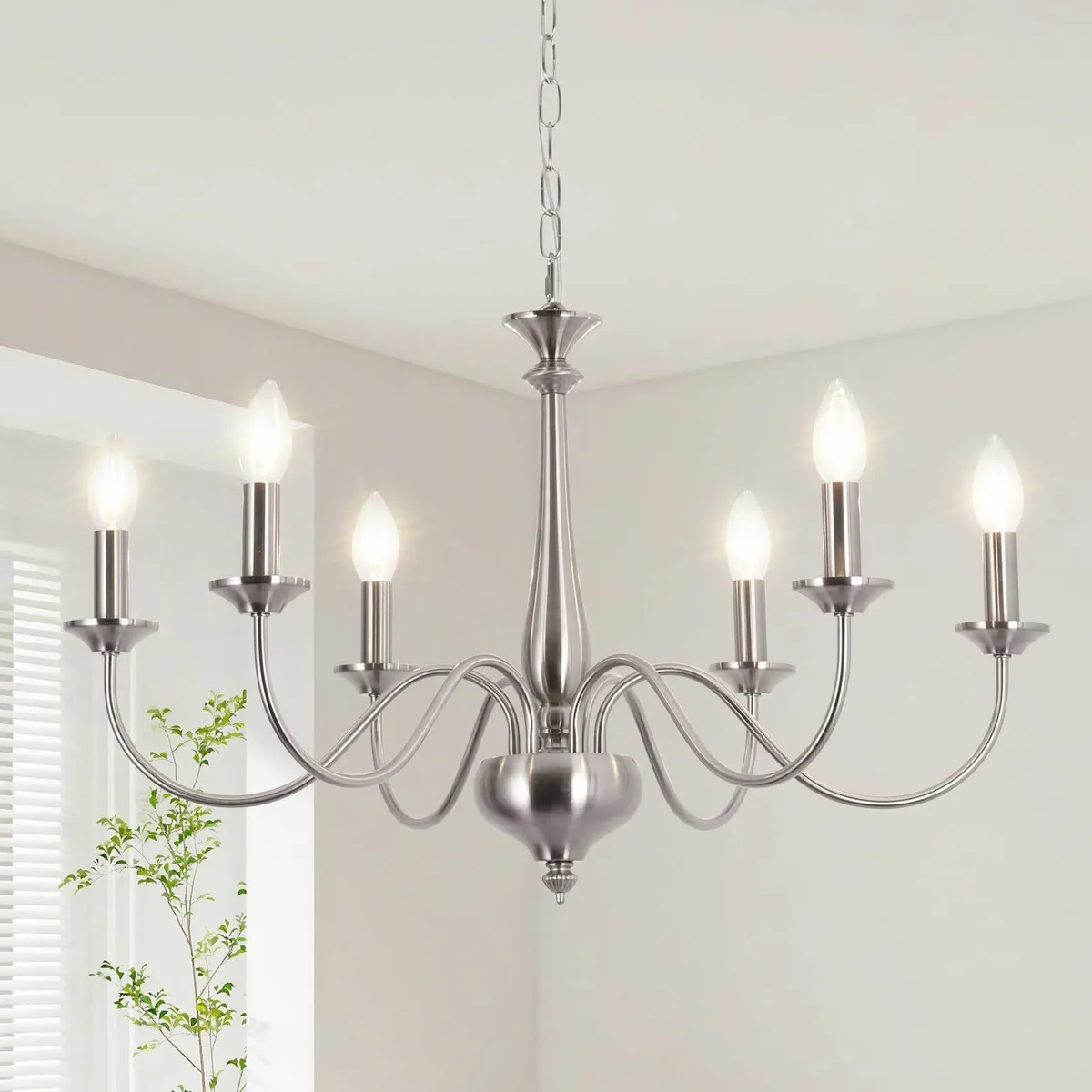 Nickel Chandeliers Ceiling Light 6 Lights Vintage - Image 1