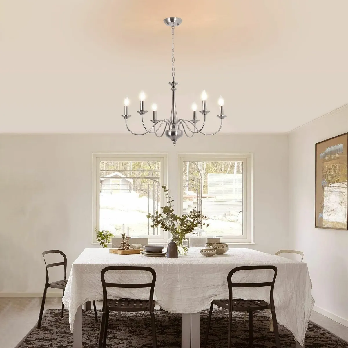 Nickel Chandeliers Ceiling Light 6 Lights Vintage - Image 2