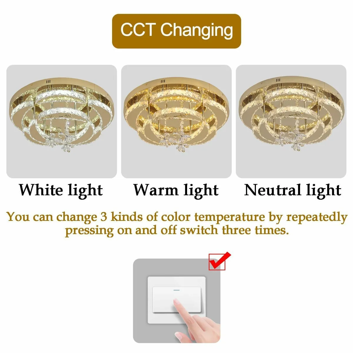 Gold Chandeliers 50CM Crystal Ceiling Light 3 - Image 4