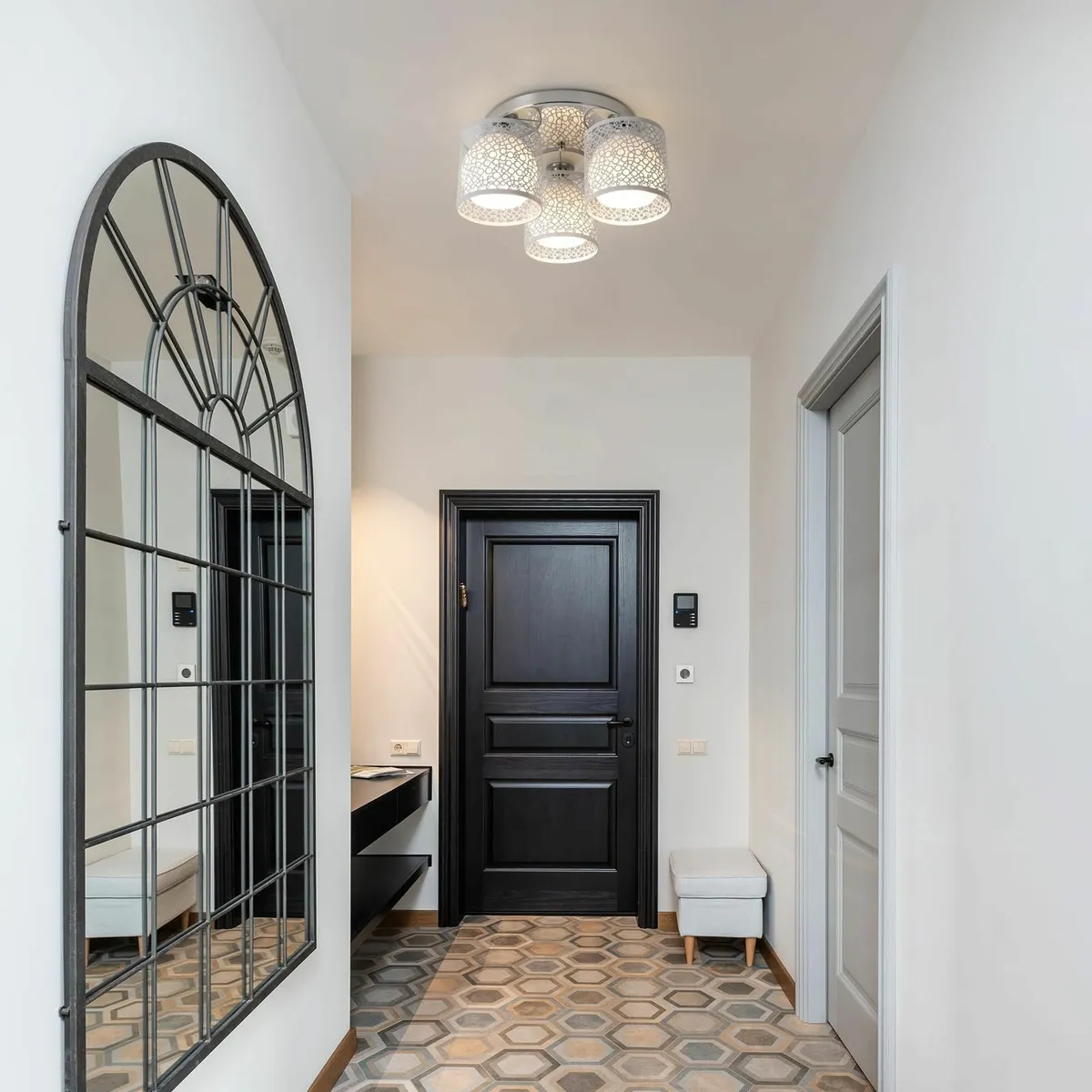 3-Light Chandelier with Milky Glass Shade - - Image 3