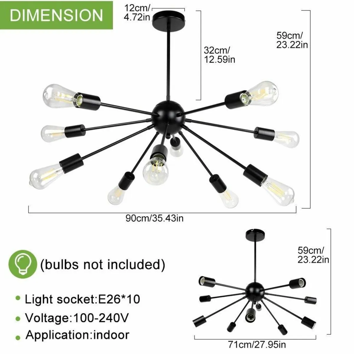 Sputnik Chandelier for Dining Room: 10-Light - Image 2