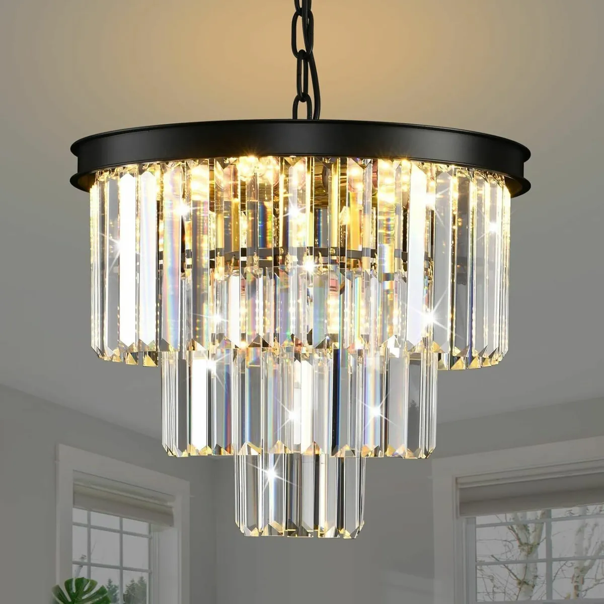 Modern Contemporary Black K9 Crystal Chandelier - Image 1