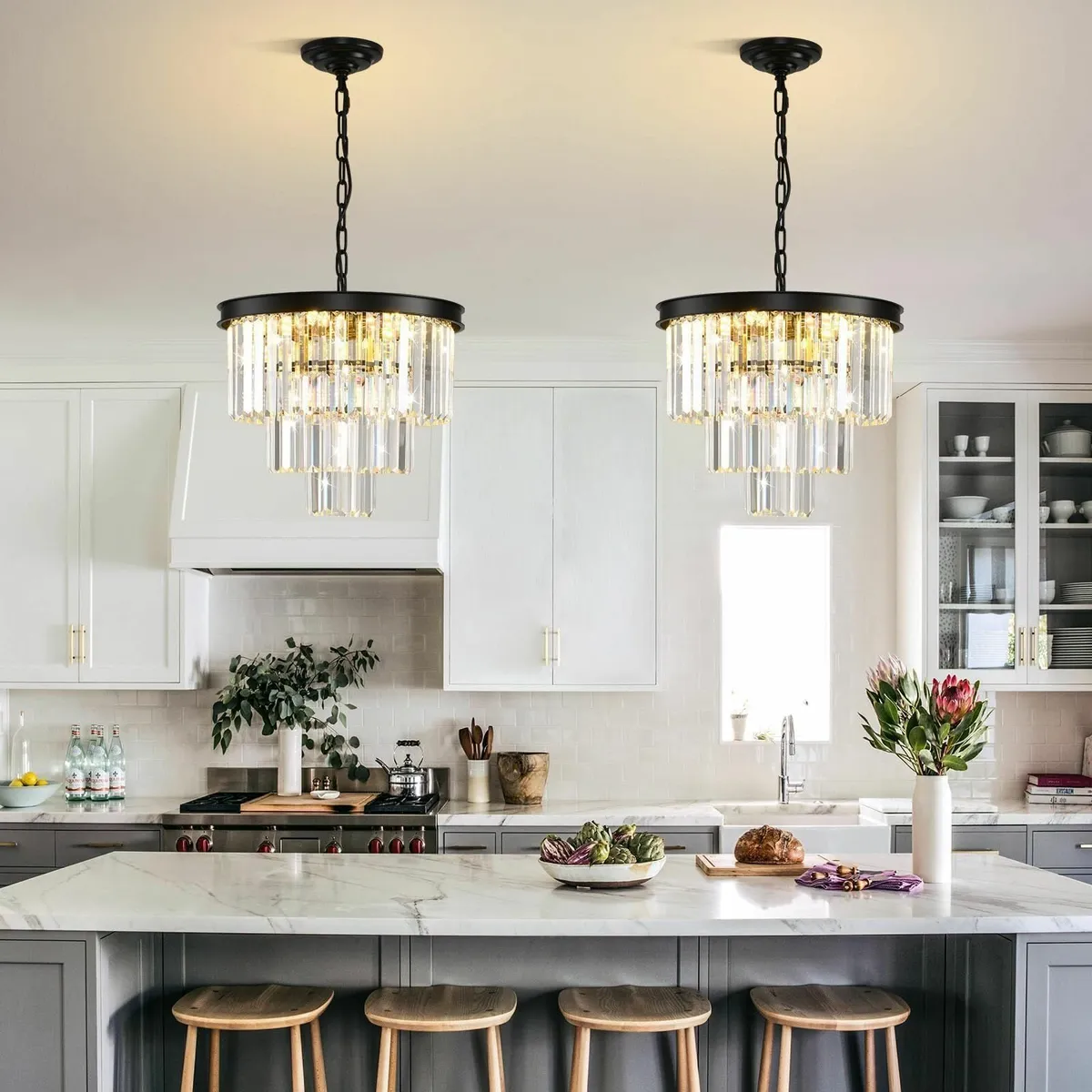 Modern Contemporary Black K9 Crystal Chandelier - Image 2