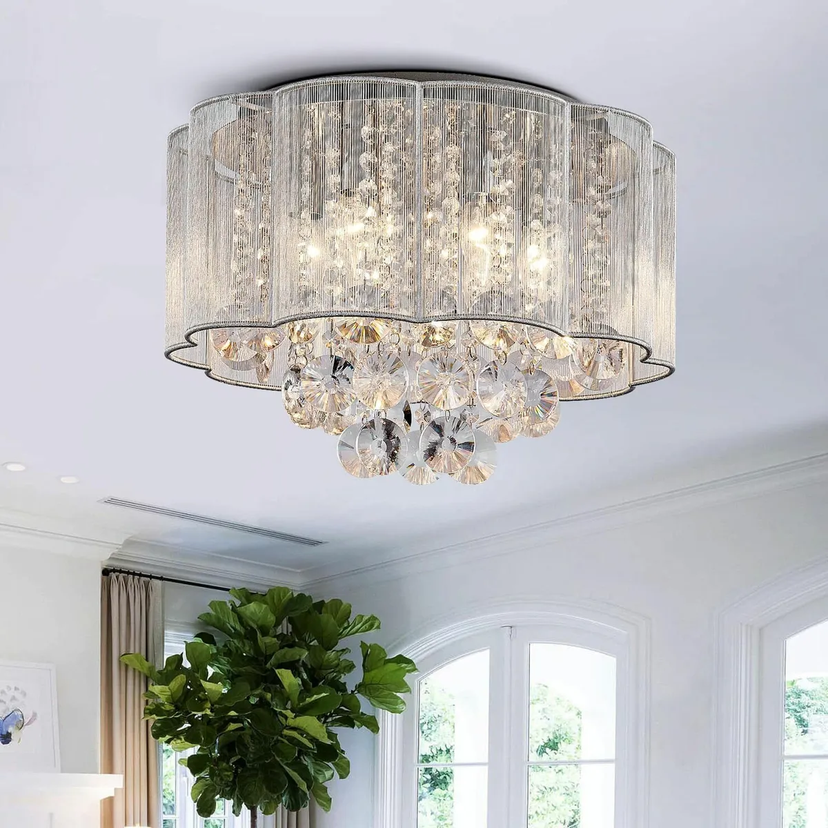 Modern Crystal Raindrop Drum Chandelier Shade - Image 1