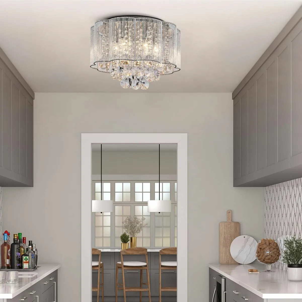 Modern Crystal Raindrop Drum Chandelier Shade - Image 2