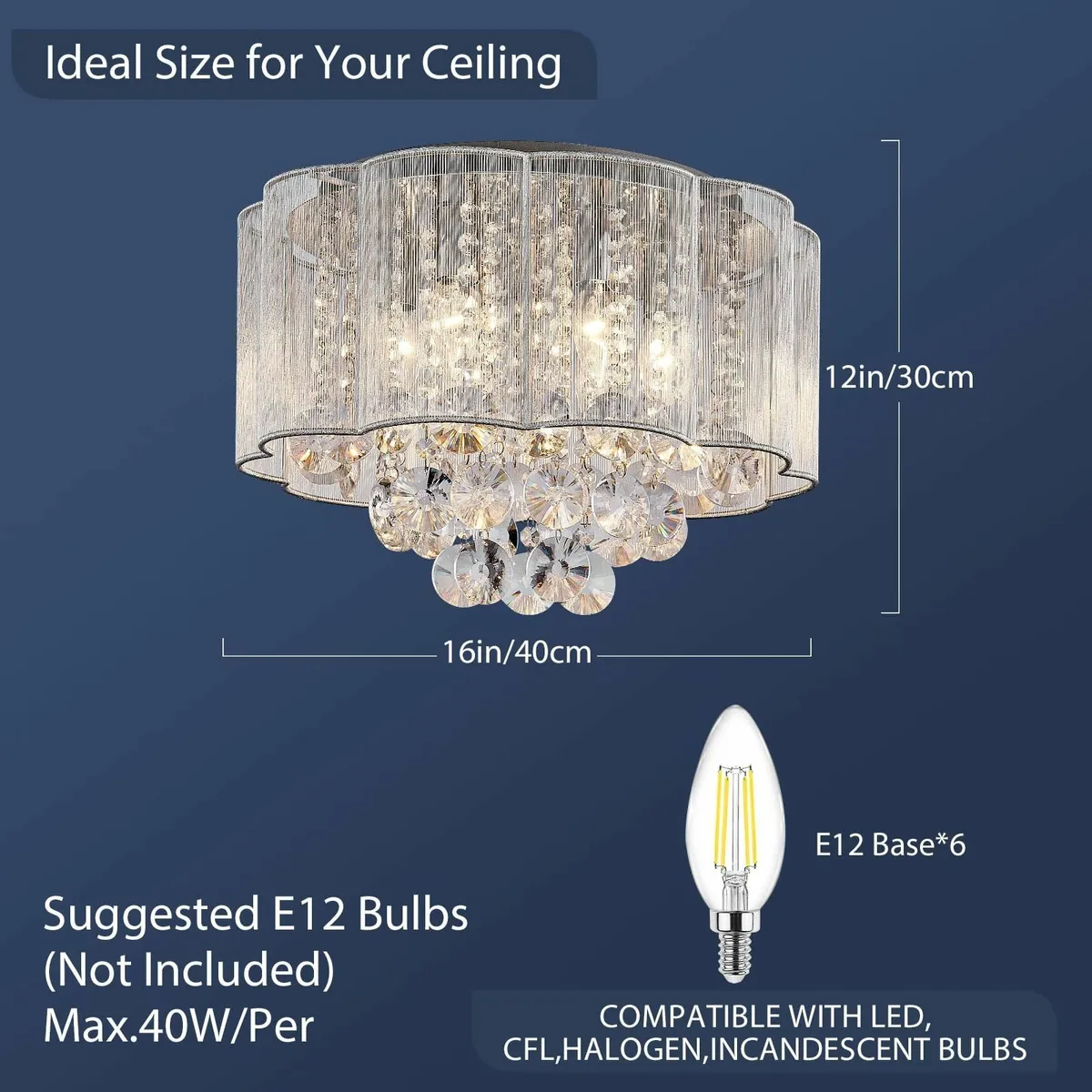 Modern Crystal Raindrop Drum Chandelier Shade - Image 3