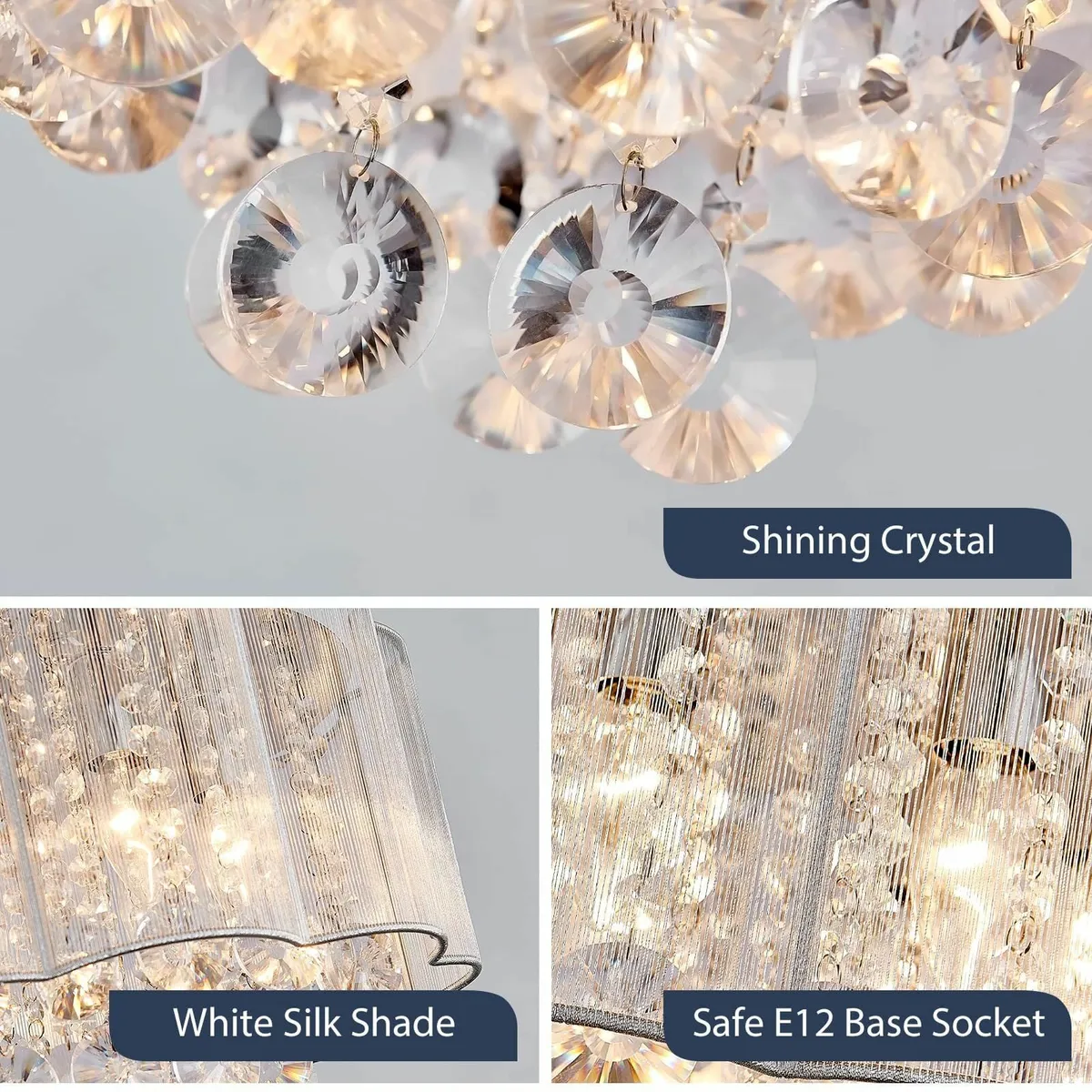 Modern Crystal Raindrop Drum Chandelier Shade - Image 4