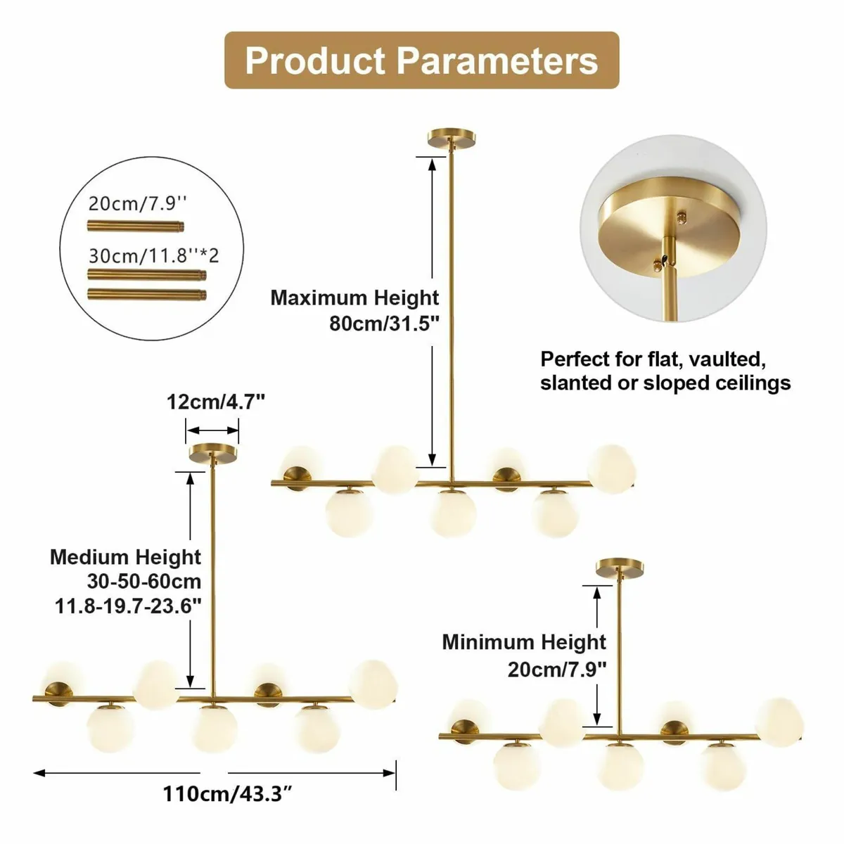 Lighting Sputnik Ball Chandelier Gold Kitchen - Image 2