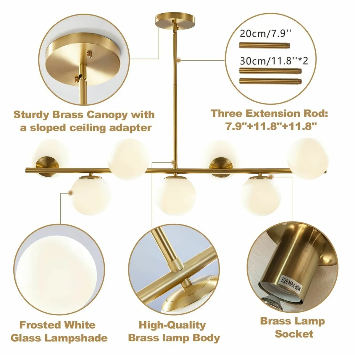 Lighting Sputnik Ball Chandelier Gold Kitchen - Image 3