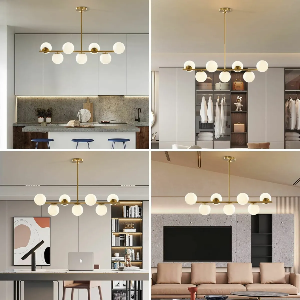 Lighting Sputnik Ball Chandelier Gold Kitchen - Image 4