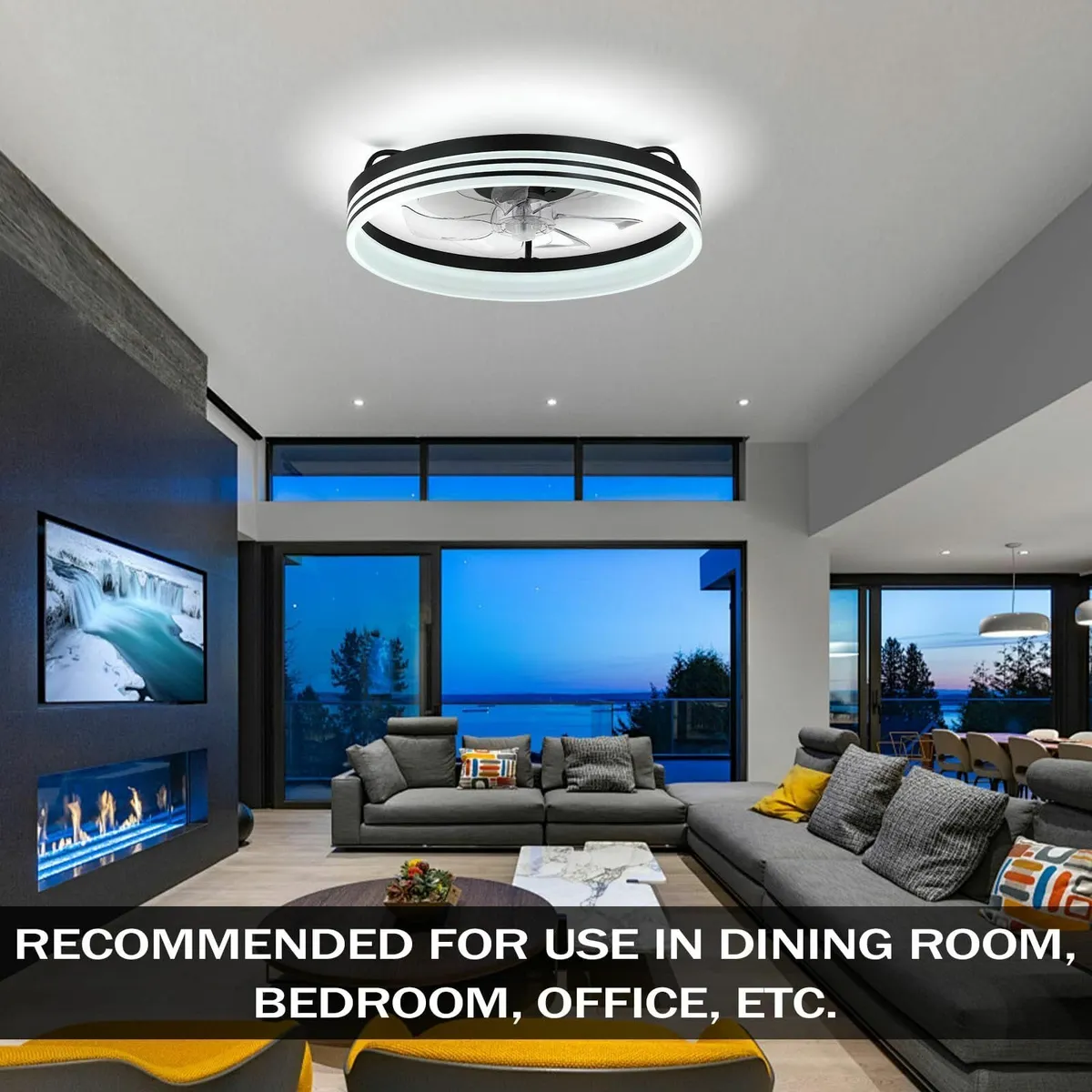 Modern Ceiling Fan With Dimmable Lights - Low - Image 2