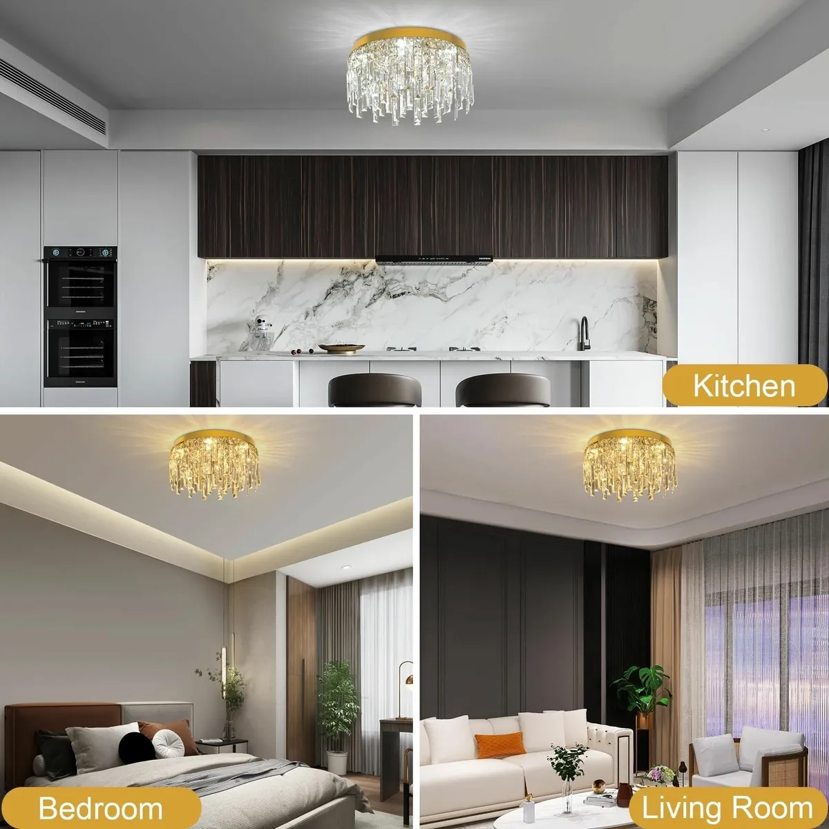 Crystal Chandeliers for Dining Room Gold Round - Image 4