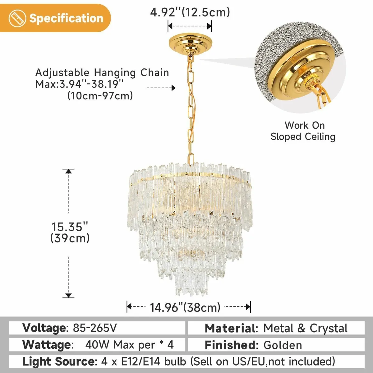 Modern Crystal Chandelier Round Glass Raindrop - Image 4