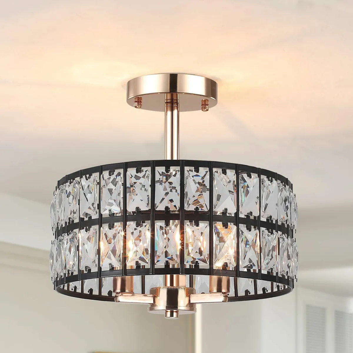 Black and Gold Crystal Ceiling Lights Living Room - Image 1