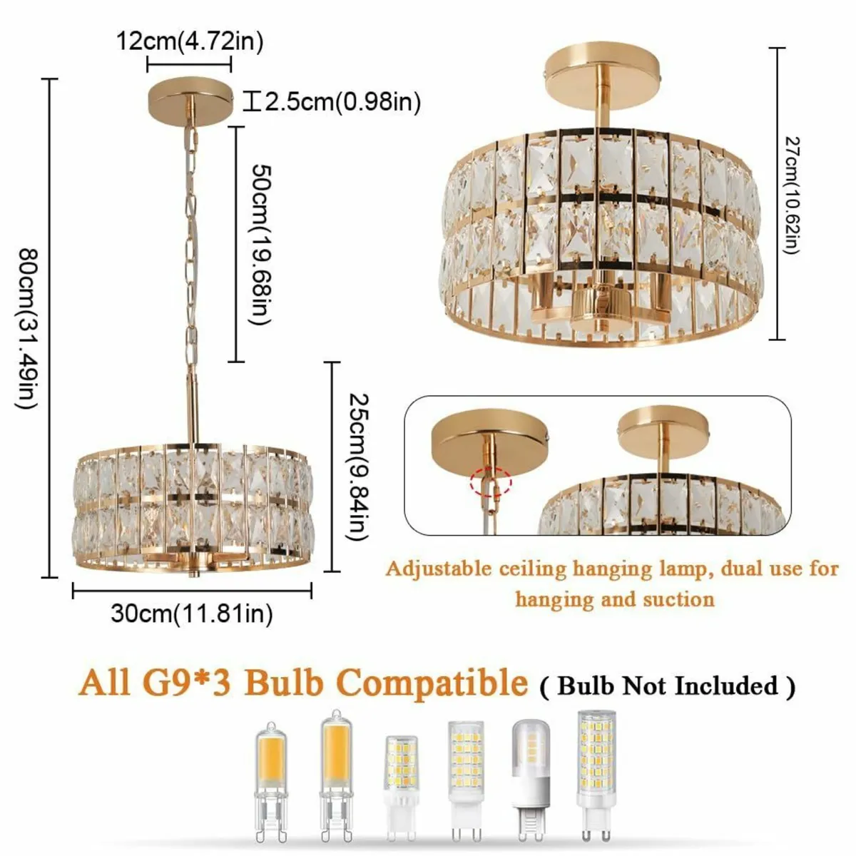 Modern Crystal Chandelier Ceiling Lights Pendant - Image 2
