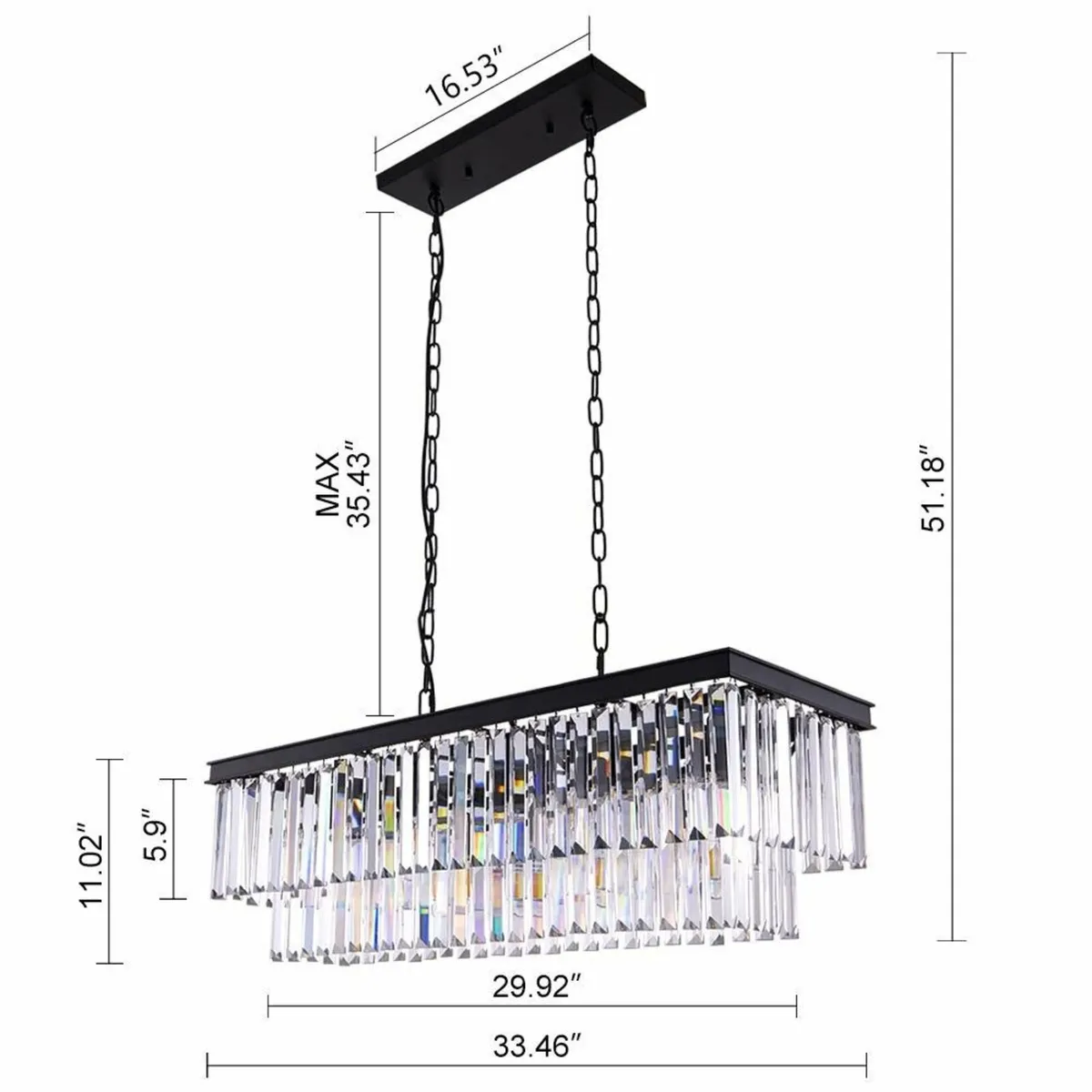 9-Light Crystal Chandelier 34.5 inch Contemporary - Image 4
