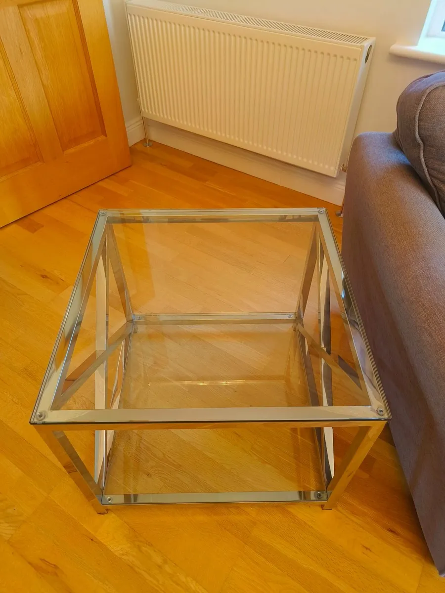 "Neptune" glass coffee table + 2 side tables - Image 2