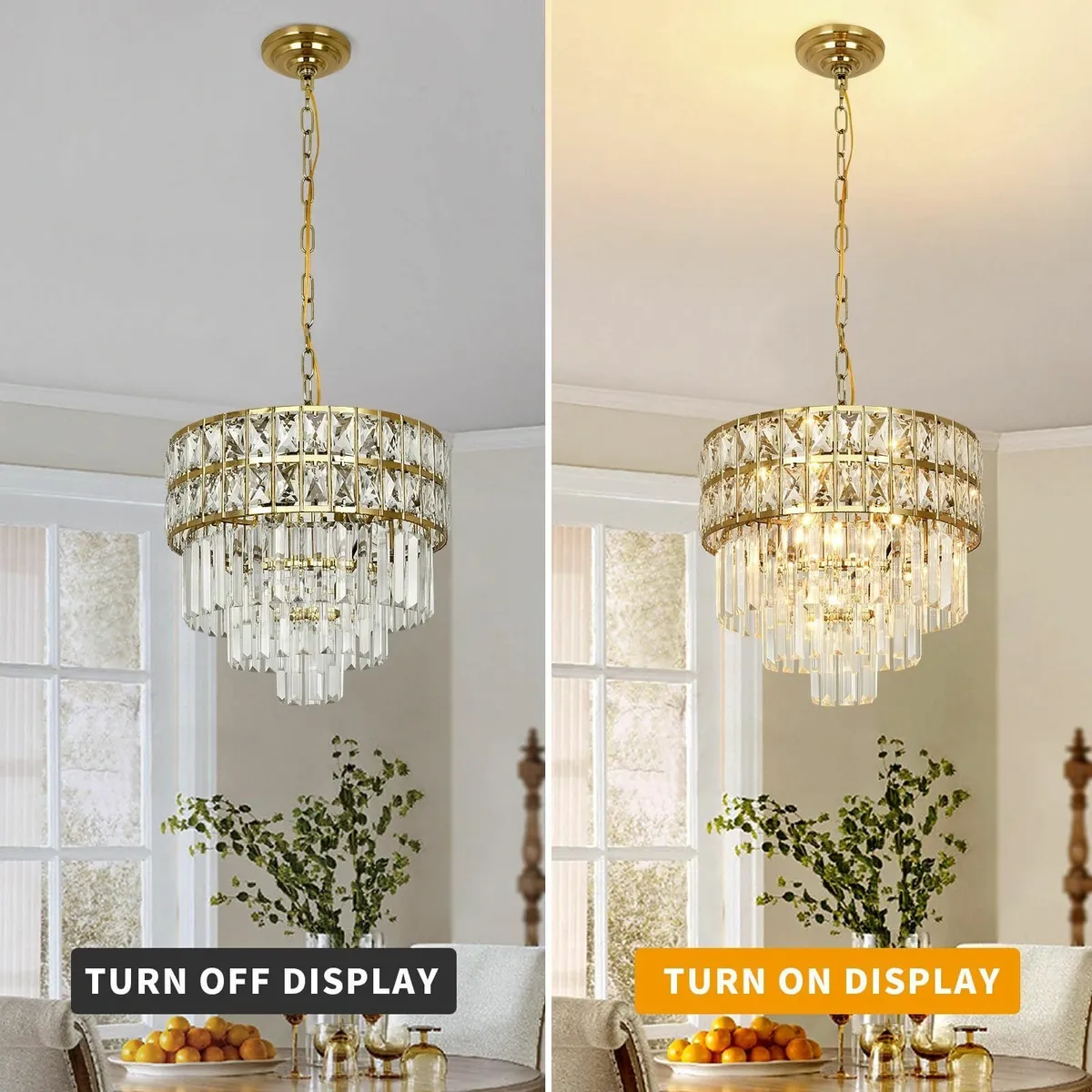 Modern Crystal Chandelier Gold Pendant Round - Image 2