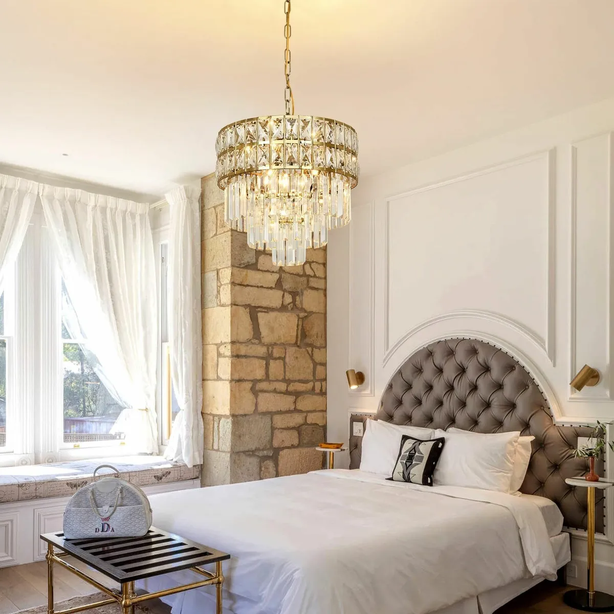 Modern Crystal Chandelier Gold Pendant Round - Image 3