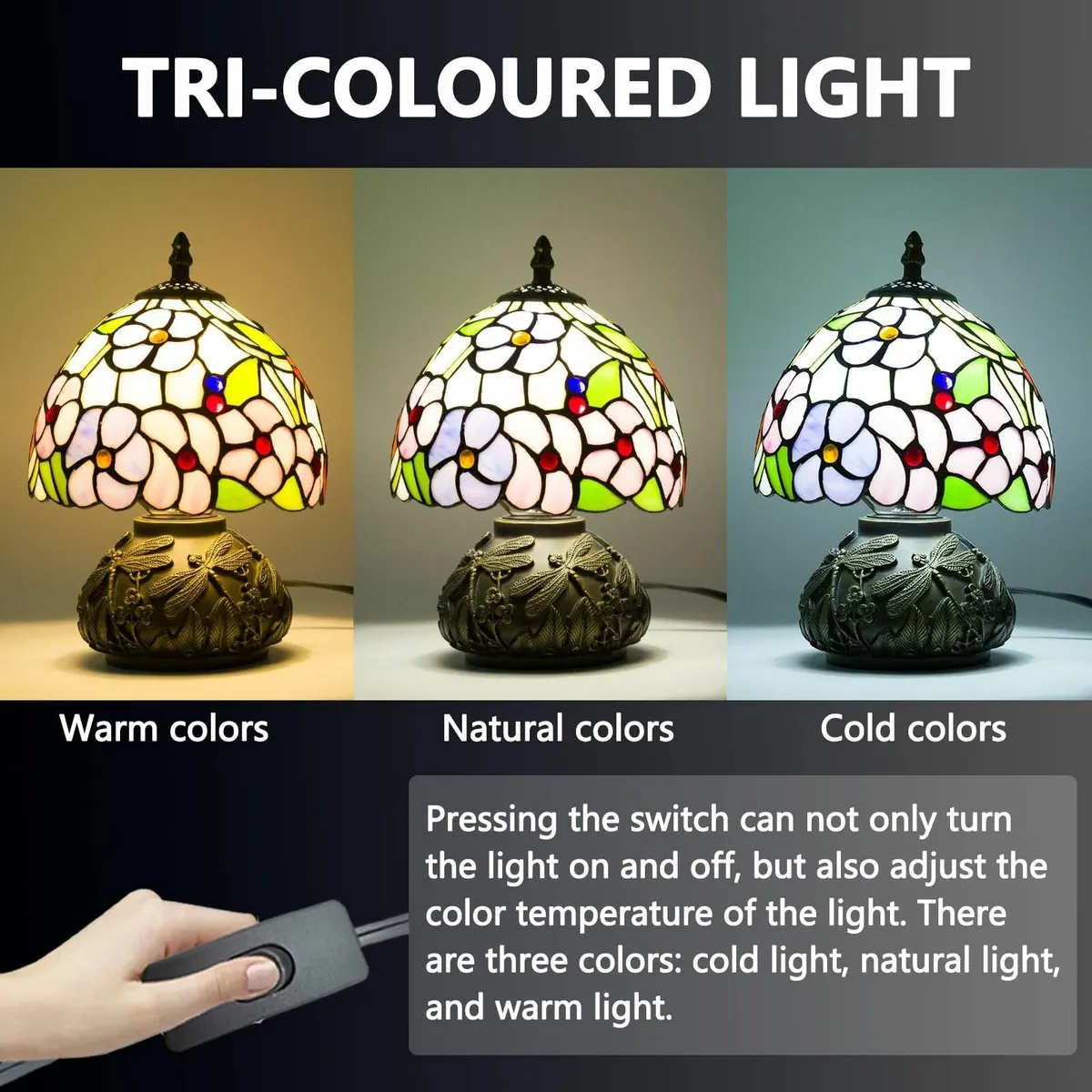 Small Tiffany Lamp Stained Glass Table for Living - Image 3