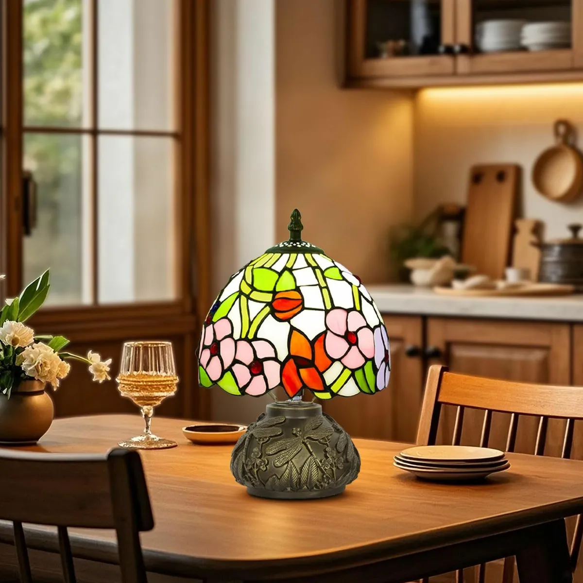Small Tiffany Lamp Stained Glass Table for Living - Image 4