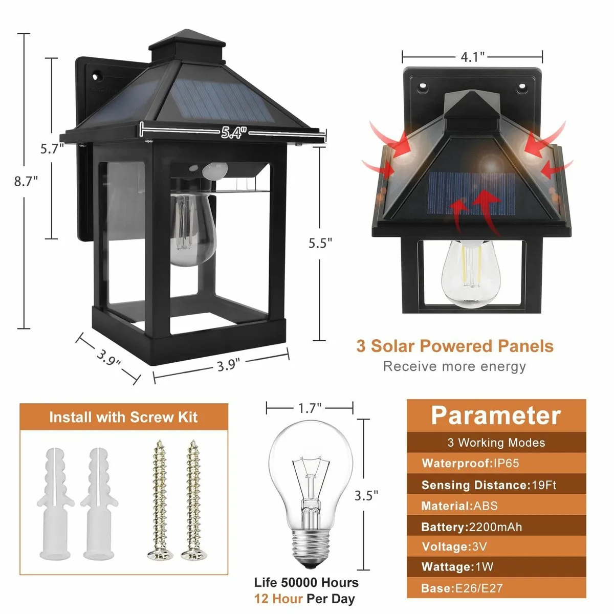 2 Pack Solar Wall Light Outdoor Garden Security - Image 3