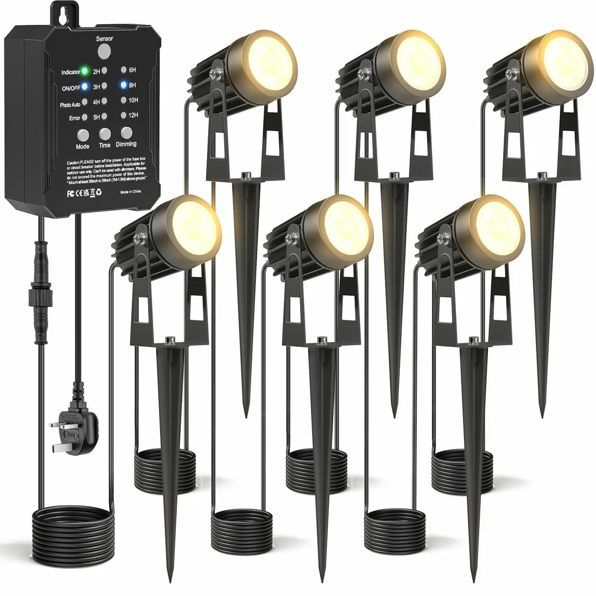 6PCS Outdoor Garden Lights with Transformer 52FT - Image 1