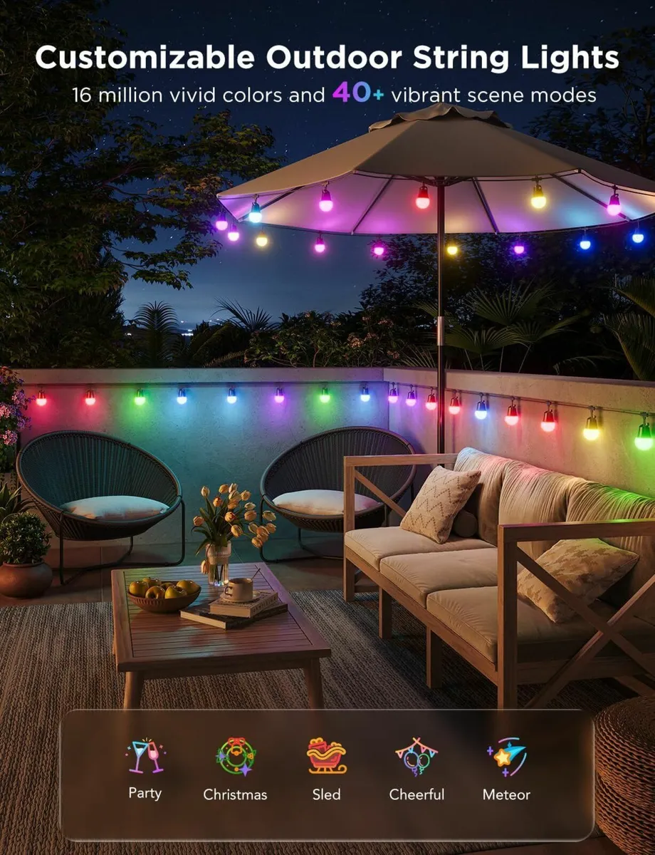 Outdoor Smart String Lights 2 30M Dimmable RGBICW - Image 3