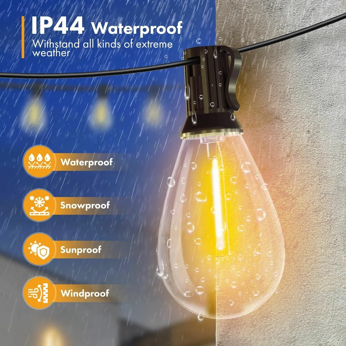 45M/150FT Outdoor Lights Mains Powered with - Image 3