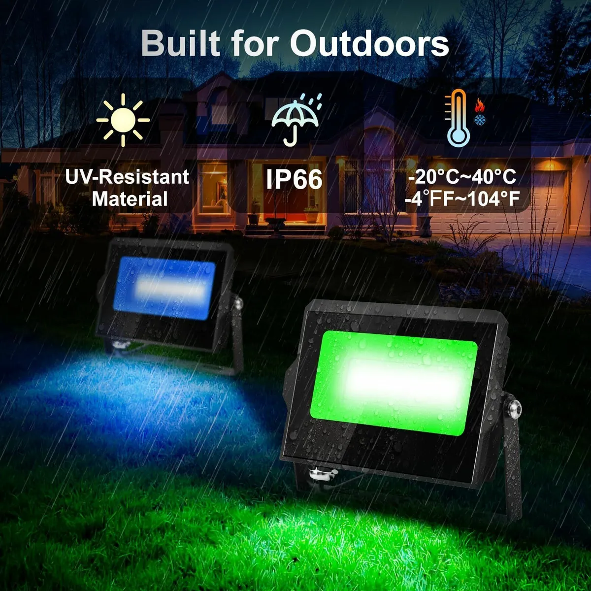 36W LED Floodlights Linkable 4-Pack 4100LM IP67 - Image 4