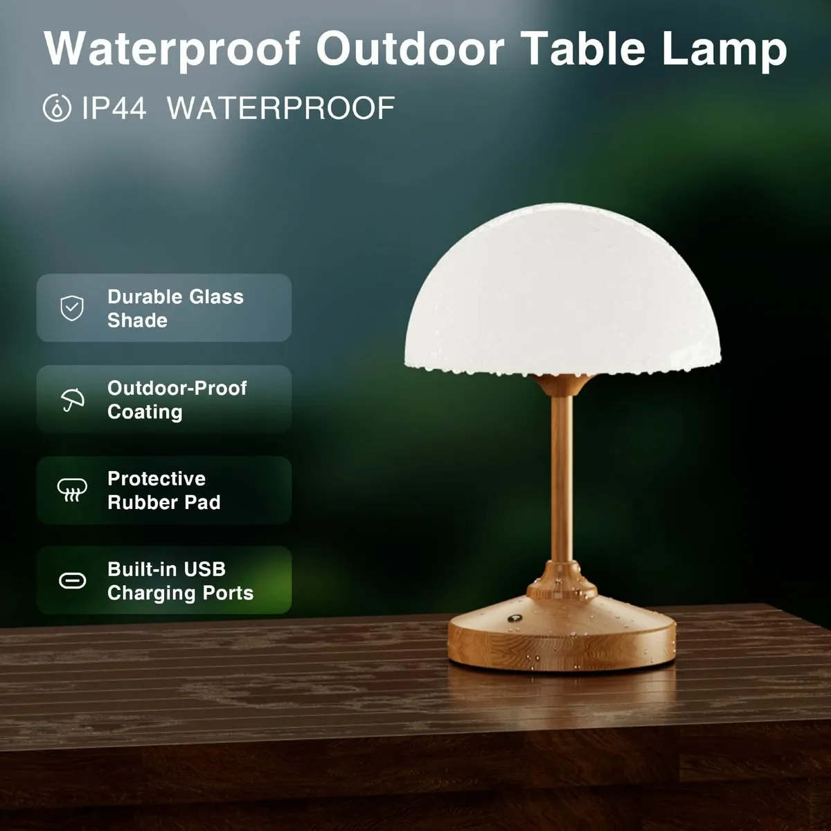 Mushroom Lamp Table Waterproof Cordless Rechargeab - Image 4