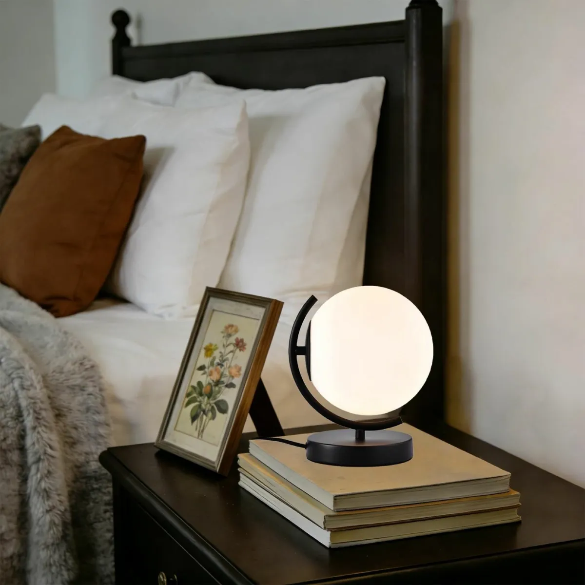 Black Table Lamp with 7inch Frosted Glass Shade - Image 3